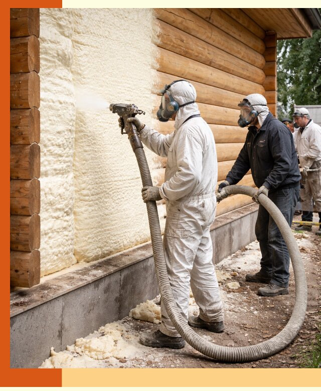 Утепление дома из бруса пенополиуретаном в Камышине