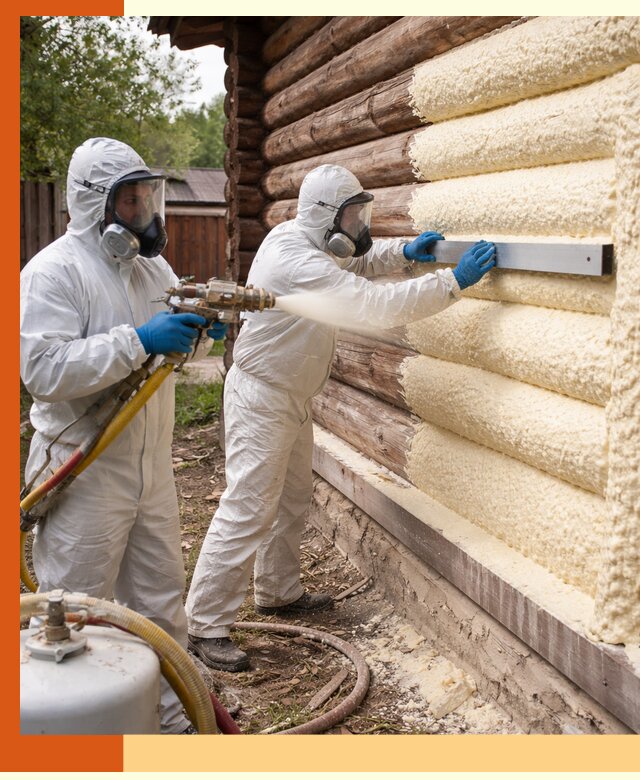 Утепление бревенчатого дома ППУ в Камышине эффективной изоляцией