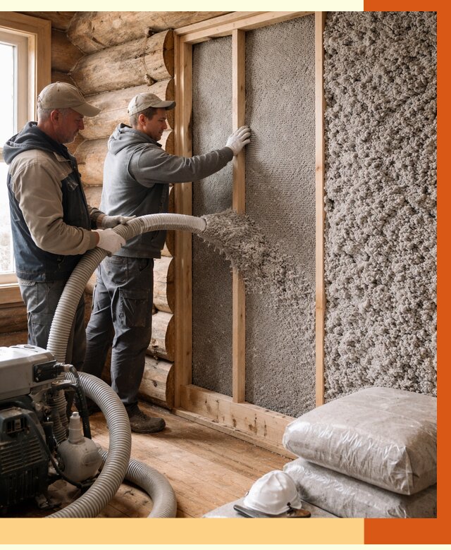 Утепление бревенчатого дома эковатой в Камышине от 2826 руб. | ТепломастерКмш