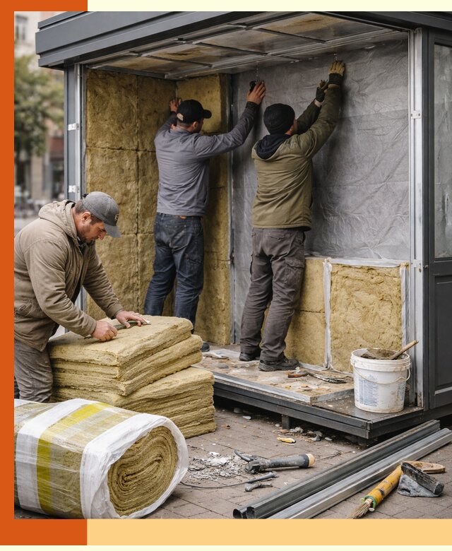 Утепление павильона шаурмы под ключ в Камышине