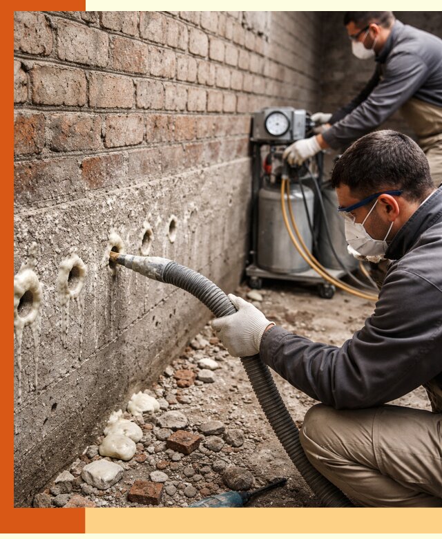 Заполнение колодцевой кладки ППУ в Камышине быстро и герметично