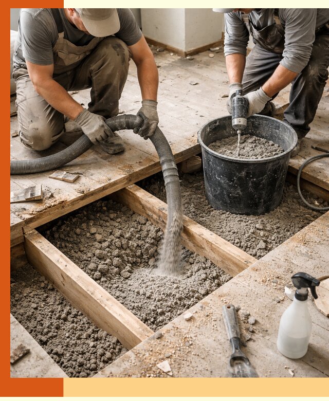 Заполнение пустот пола в Камышине полиуретаном и пенополистиролом