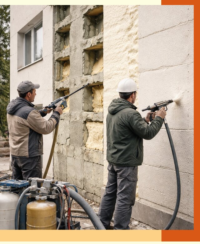 Заполнение пустот фасада в Камышине от 4624 руб. — утепление пустот облицовки | ТепломастерКмш