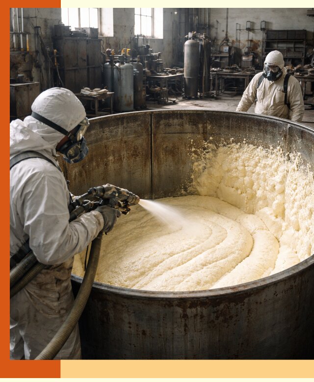 Заливка ппу в емкости с полной изоляцией и герметизацией в Камышине