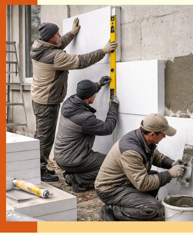 Утепление пенопластом наружных стен и фасадов в Камышине