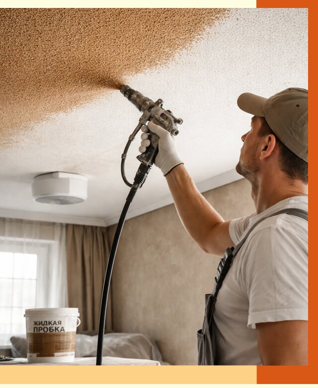 Утепление потолка жидкой пробкой в Камышине от 3597 руб. | ТепломастерКмш