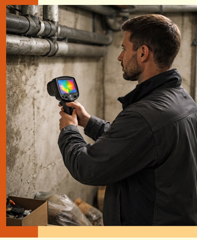Тепловизионное обследование подвала в Камышине для поиска утечек тепла
