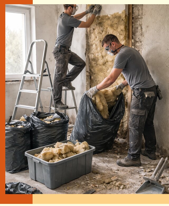 Демонтаж старого утеплителя и вывоз отходов в Камышине