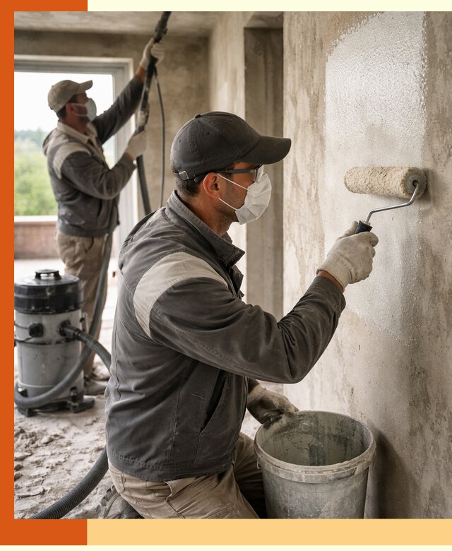 Подготовка поверхности под напыление утеплителя в Камышине