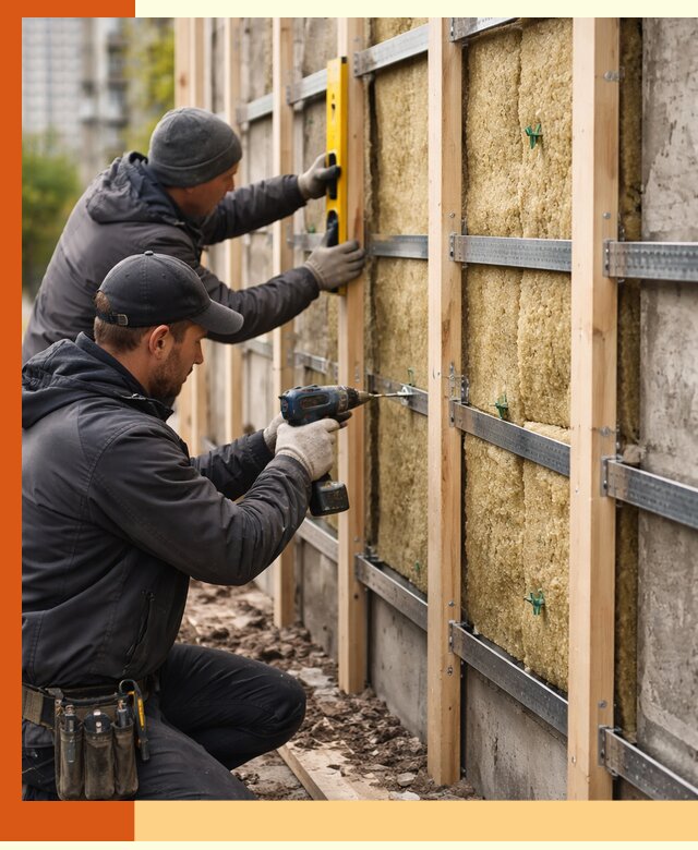 Монтаж обрешетки под утепление зданий и квартир в Камышине